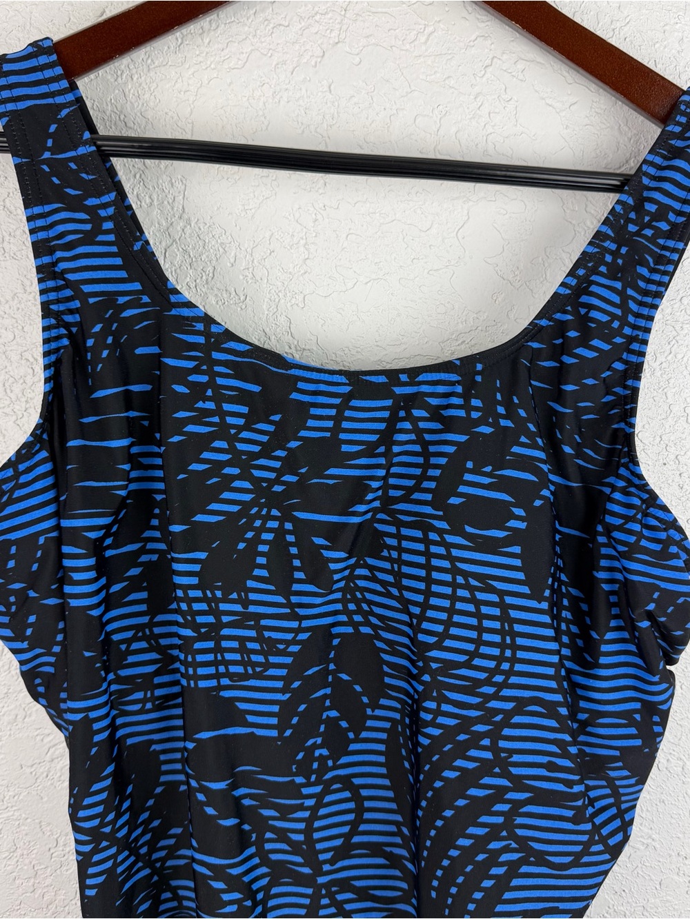 Lands' End Black & Blue Floral-Stripe One-Piece Swimsuit - Picture 2 of 6